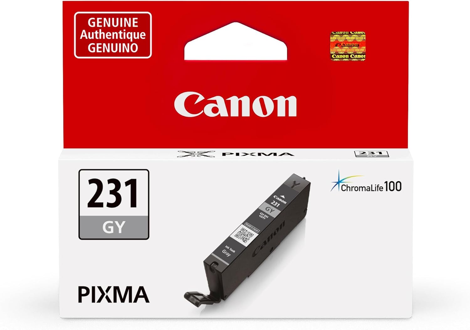 Canon Genuine CLI-231GY Gray Standard Yield Ink Cartridge (6678C001), Grey | Quill