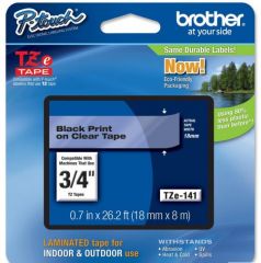 Brother TZE141 OEM Black on Clear Tape