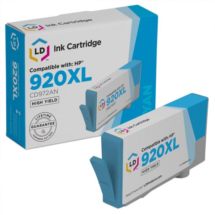 Cyan LD Remanufactured Ink Cartridge Replacement for HP 920XL CD972AN High Yield 