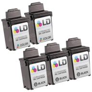 Inkjet Supplies for Lexmark Printers - Remanufactured Bulk Set of 5 Ink Cartridges 3 Black Lexmark 50 (17G0050) and 2 Color Lexmark 20 (15M0120)