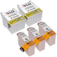 Inkjet Supplies for Epson Printers - Remanufactured Bulk Set of 5 Ink Cartridges 3 Black Epson T026201 (T026) and 2 Color Epson T027201 (T027)