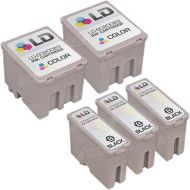 Inkjet Supplies for Epson Printers - Compatible Bulk Set of 5 Ink Cartridges 3 Black Epson S020093 and 2 Color Epson S020089