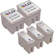 Inkjet Supplies for Epson Printers - Compatible Bulk Set of 5 Ink Cartridges 3 Black Epson T013201 (T013) and 2 Color Epson T014201 (T014)
