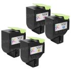 Set of 4 Lexmark Compatible 701H High Yield (Black, Cyan, Magenta, Yellow) Laser Toner Cartridge