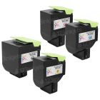 Set of 4 Lexmark Compatible 701X Extra High Yield (Black, Cyan, Magenta, Yellow) Laser Toner Cartridge
