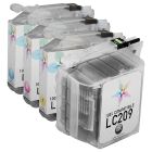 Bulk Set of 4 Ink Cartridges for Brother LC209 and LC205