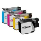 Compatible Brother Set of 4 LC506XXL High Yield Ink Cartridges: 1 Each of Black, Cyan, Magenta & Yellow