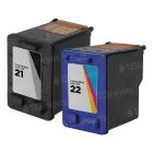 Remanufactured HP 21 Black & HP 22 Color Ink Cartridge Set 