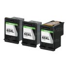 LD InkPods™ Compatible Replacements for HP 65XL Black Ink Cartridge (3 Pods and 1 Original Printhead)