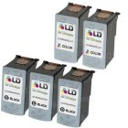 Inkjet Supplies for Canon Printers - Remanufactured Bulk Set of 5 Ink Cartridges 3 Black Canon PG-40 (0615B002) and 2 Color Canon CL-41 (0617B002)