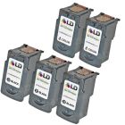Inkjet Supplies for Canon Printers - Remanufactured Bulk Set of 5 Ink Cartridges 3 Black Canon PG-210 (2974B001) and 2 Color Canon CL-211 (2976B001)