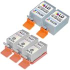Inkjet Supplies for Canon Printers - Remanufactured Bulk Set of 5 Ink Cartridges - 3 Black Canon BCI15BK and 2 Color Canon BCI16C