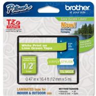 Brother TZeMQG35 OEM White on Lime Green Tape
