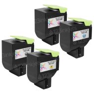 Set of 4 Lexmark Compatible 701H High Yield (Black, Cyan, Magenta, Yellow) Laser Toner Cartridge