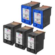 Remanufactured Black and Color Ink for HP 54 and 22