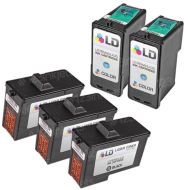 Inkjet Supplies for Lexmark Printers - Remanufactured Bulk Set of 5 Ink Cartridges 3 Black Lexmark 32 (18C0032) and 2 Color Lexmark 35 (18C0035)