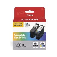 OEM Canon (PG-285XL / CL-286XL) High Yield Black and Color Ink Cartridges