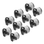 Compatible Brother DK-4205 Black on White Removable Continuous Length Paper Tape - 2.4 in x 100 ft (62 mm x 30.4 m) 10 pack