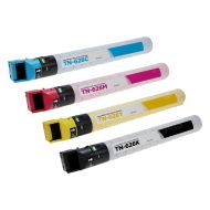Set of 4 Compatible Konica Minolta TN-626 (Black, Cyan, Magenta, and Yellow) Toners