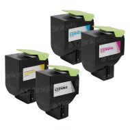 Set of 4 Remanufactured Lexmark  C231H Toner Cartridges (Black, Cyan, Magenta, Yellow)