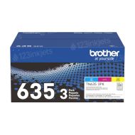 Brother OEM TN635 (1 of each Cyan Magenta and Yellow) 3-Pack Toner Cartridges
