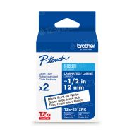 Brother OEM 2-pack of TZe231 12mm (0.47") Black on White Tape