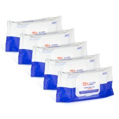 75% Alcohol Disinfectant Wet Wipes 5 Pack (80 wipes/bag)
