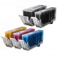 Compatible PGI-220 and CLI-221: 1 Pigment Bk PGI-220 and 1 Each of CLI-221 (Bk, C, M, Y) Ink for Canon