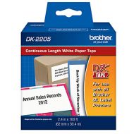 Brother DK-2205 White Genuine Paper Tape, 2.4 in x 100 ft