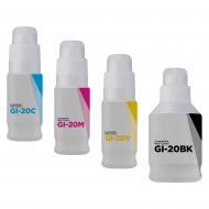 Compatible 4 Pack Canon GI-20 Bk/C/M/Y Ink Bottles