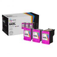 LD InkPods™ Ink Cartridge Replacements for HP 64XL Color (3-Pack with OEM printhead)