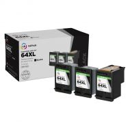 LD InkPods™ Ink Cartridge Replacements for HP 64XL Black (3-Pack with OEM printhead)