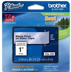 Brother TZe151 OEM Black on Clear Tape