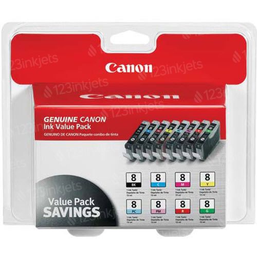 Canon 0620B015 8-Color Multipack CLI-8 Ink Cartridges, OEM