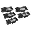 Compatible Brother TN750 High Yield Black Toners - 5 Pack
