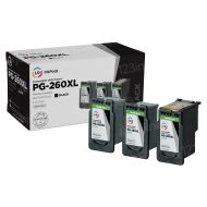 LD InkPods™ Ink Cartridge Replacements for Canon PG-260XL Black (3-Pack with OEM printhead)