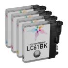 Bulk Set of 4 Ink Cartridges for Brother LC61